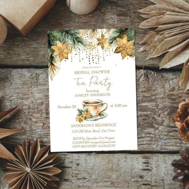 Invitation Boho Noël nuptiale douche nuptiale fête du thé (Boho Christmas winter bridal shower tea party editable template Invitation digital download )