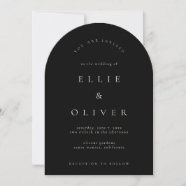 Invitation Boho noir et beige Arch Mariage moderne