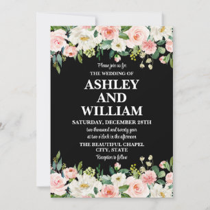 Invitation Boho noir rose et blanc Bohème Bohème Mariage de v