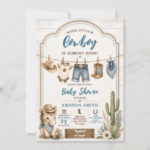 Invitation Boho Notre petit cowboy Baby Shower Western sauvag