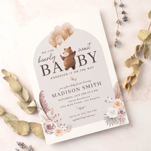 Invitation Boho Nous Pouvons Bearly Wait Baby shower