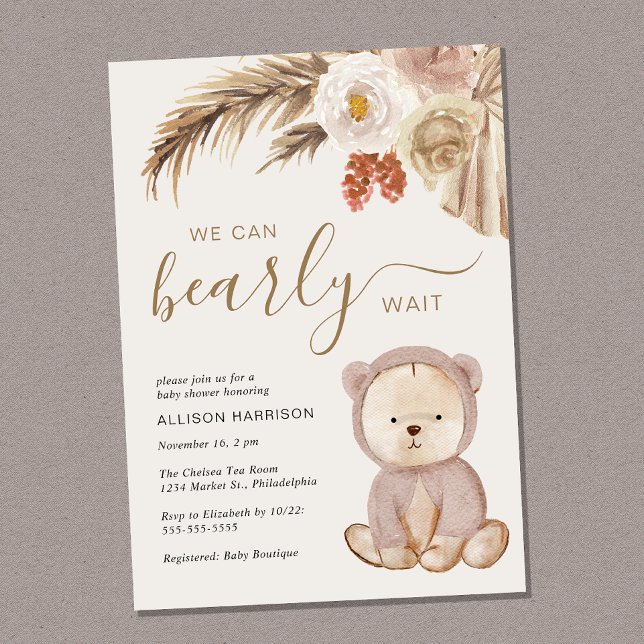 Invitation Boho Nous Pouvons Bearly Wait Baby shower (Créateur téléchargé)
