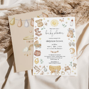 Invitation Boho Nursery Baby shower genre neutre