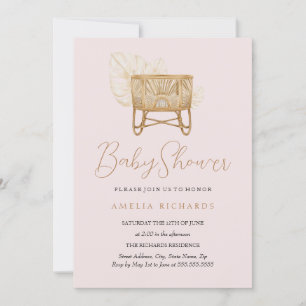 Invitation Boho Nursery Bassinet Baby shower rose