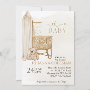 Invitation Boho Nursery Teddy Bear baby shower