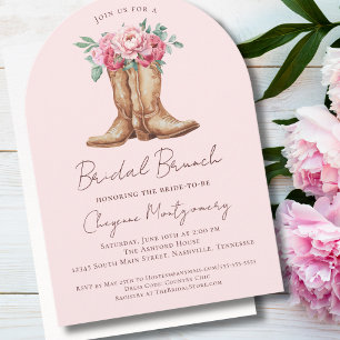 Invitation Boho Occidental Mariage Brunch Rose Floral Pale