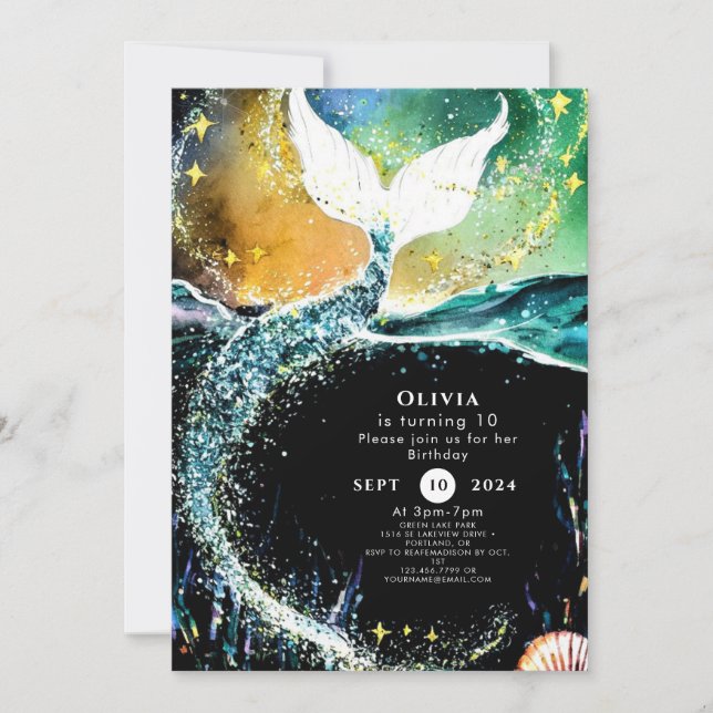 Invitation Boho Ocean Mermaid Anniversaire (Devant)