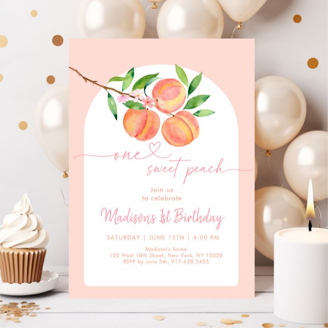 Invitation Boho One Sweet Peach Anniversaire (Créateur téléchargé)