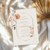 Boho or arche aquarelle rose tons marron feuille
