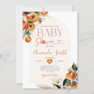 Invitation Boho Orange Baby shower Été Tropical Floral