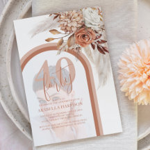 Boho Orange Brûlé Floral Photo 40e Anniversaire
