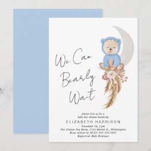 Invitation Boho Ours Nous Pouvons Attendre Baby Boy Douche