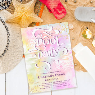 Invitation Boho palm fun pool script tournois Sweet 16