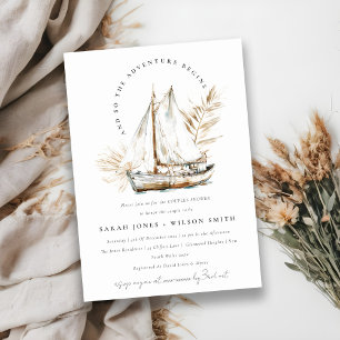 Invitation Boho Palm Voilier Seascape Couples Douche