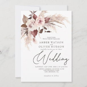 Invitation Boho Pampas Aquarelle Florale Automne Mariage d'hi