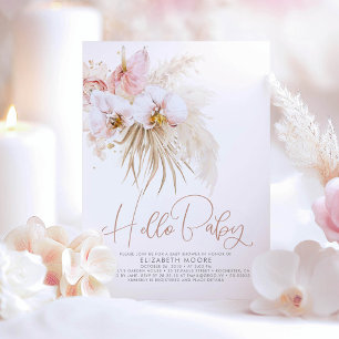 Invitation Boho Pampas Baby shower de laiton et de fleurs tro