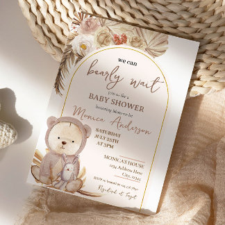Invitation Boho Pampas Baby shower Ours Grass