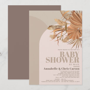 Invitation Boho Pampas Baby shower rose herbe par courrier