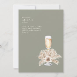 Invitation Boho Pampas Champagne Sage/Fête des mariées de crè