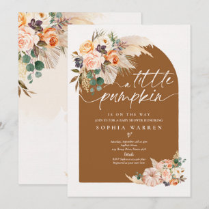 Invitation Boho Pampas Citrouille Baby shower en herbe Terrac