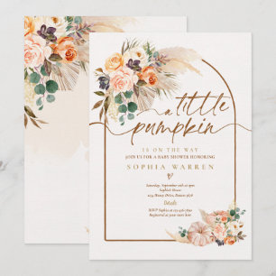 Invitation Boho Pampas Citrouille Baby shower en herbe Terrac