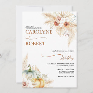 Invitation Boho Pampas Citrouille d'automne de l'herbe Faire-