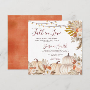 Invitation Boho Pampas Citrouille en herbe chute en Baby show