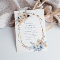 boho pampas duvet bleu floral douche nuptiale