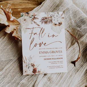 Invitation Boho Pampas Fête des mariées Chute d'amour