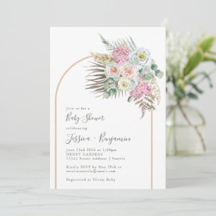 Invitation Boho Pampas Grass Blush Floral Arche Baby shower