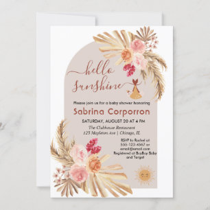 Invitation Boho Pampas Grass Bonjour Sunshine fille baby show