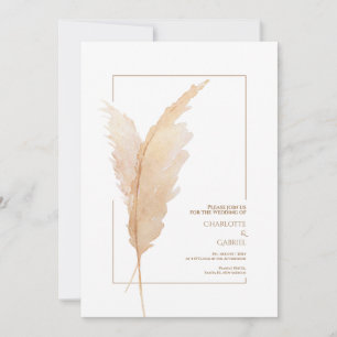 Invitation Boho Pampas Grass Earth Tones Simple Mariage