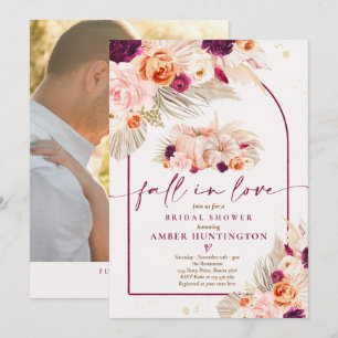 Invitation Boho Pampas Grass Fall In Love Fête des mariées