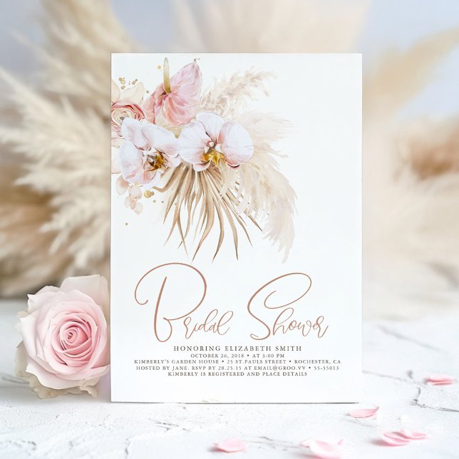 Invitation Boho Pampas Grass Fête des mariées de fleurs tropi (Boho Bridal Shower Invitation)