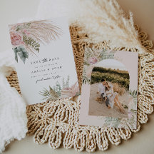 Boho Pampas Grass Floral Enregistrer La Date