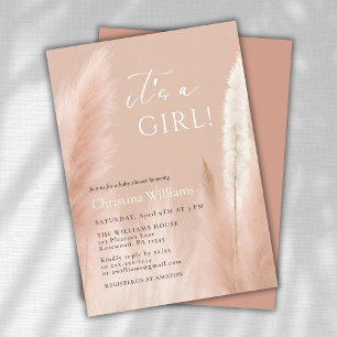 Invitation Boho Pampas Grass Girl Baby shower