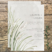 Boho Pampas Grass minimal Mariage moderne Inviter