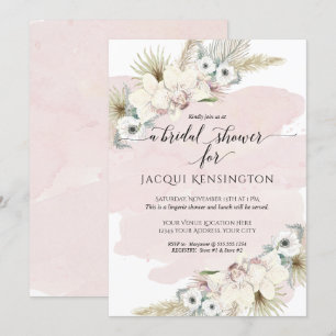 Invitation Boho Pampas Grass Orchid Blush Floral Mariage