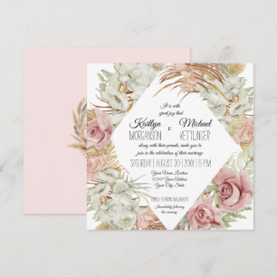 Invitation BOHO Pampas Grass Palm Folid Orchidée florale