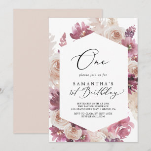 Invitation Boho Pampas Grass Premier anniversaire fête