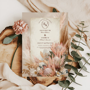Invitation Boho Pampas Grass Rustique Mariage Design