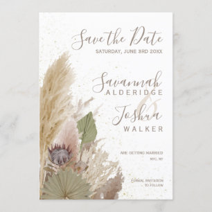 INVITATION BOHO PAMPAS GRASS WATERCOLOR ENREGISTRER LA DATE