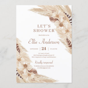 Invitation Boho Pampas herbe dessert orchidée douche nuptiale