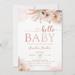 Invitation Boho Pampas Herbe Floral Désert Bonjour Baby showe