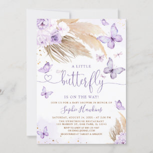 Invitation Boho Pampas Herbe Un Petit Baby shower Papillon