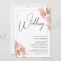 Boho Pampas Mariage de calligraphie de cadre en he