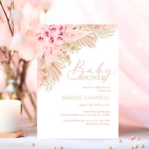 Boho Pampas Orchidées Baby shower rose neutre
