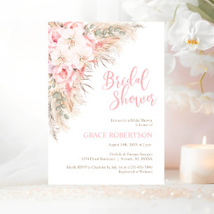 Invitation Boho Pampas Orchidées Peonies Fête des mariées neu