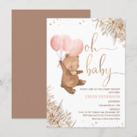 Boho Pampas Ours d'herbe Oh Baby shower