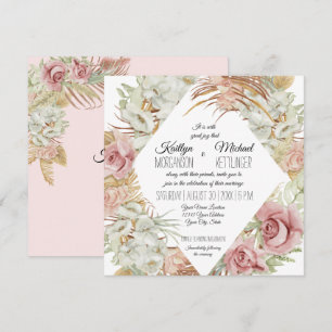 Invitation BOHO Pampas Palmier en laiton Feuillage Orchidée f